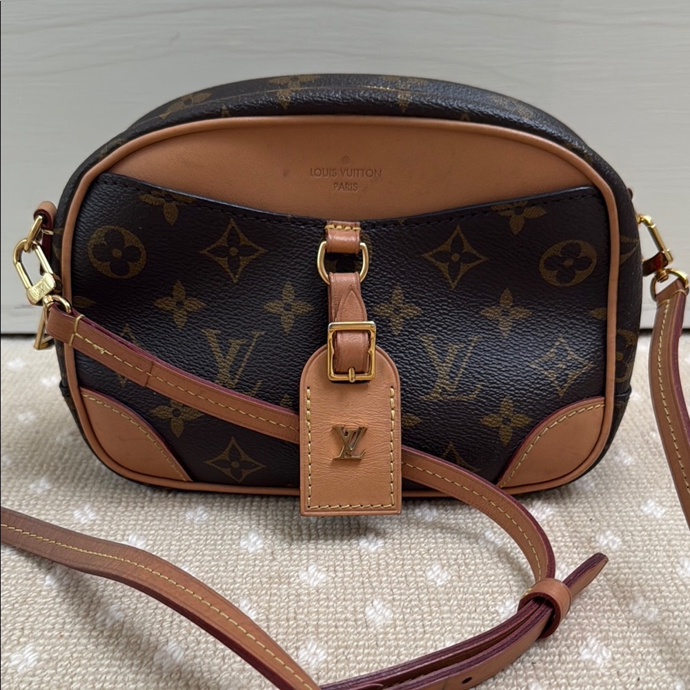 Louis Vuitton Brown Monogram Crossbody Bag with Gold Hardware